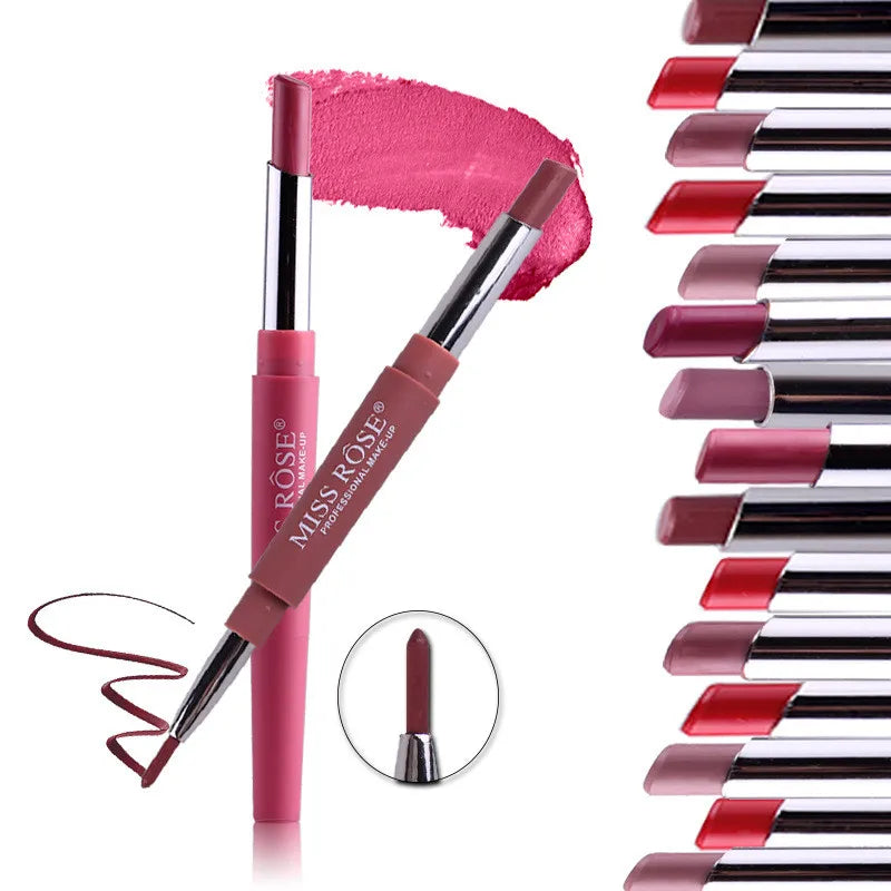 8 farbe Doppel-ende Lip Make-Up Lippenstift Bleistift Wasserdichte Langlebige Farbton Sexy Red Lip Stick Schönheit Matte Liner stift Lippenstift