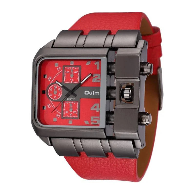 Oulm 3364 Casual Wristwatch Square Dial Wide Strap Men's Quartz Watch Luxury Brand Male Clock Super Big Men Watches montre homme - Property & Safety Tradings