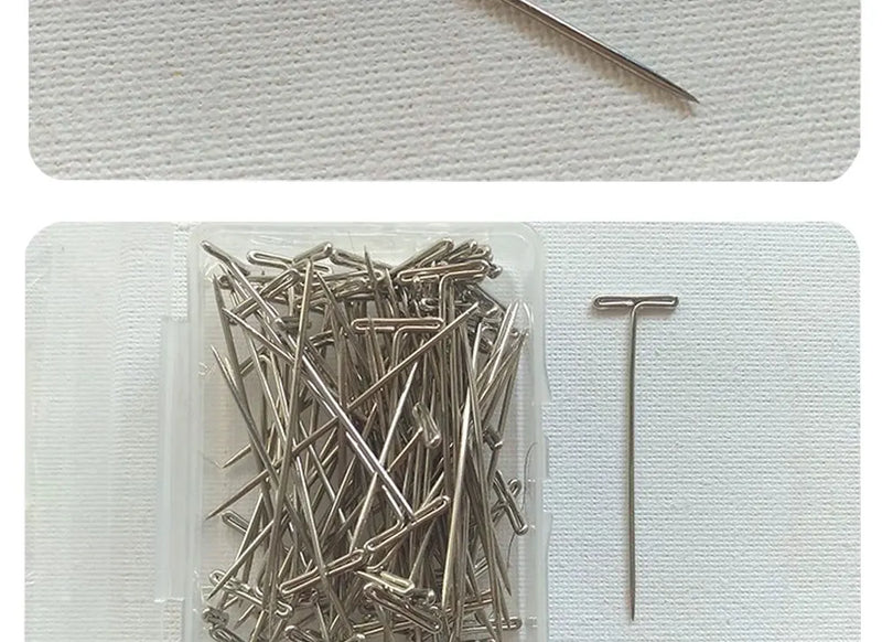 50 Pieces Wig T Pins for Holding Wigs Silver 32mm Long T-pins Styling Tools For Wig Display OLD STREET - PST PS Tradings