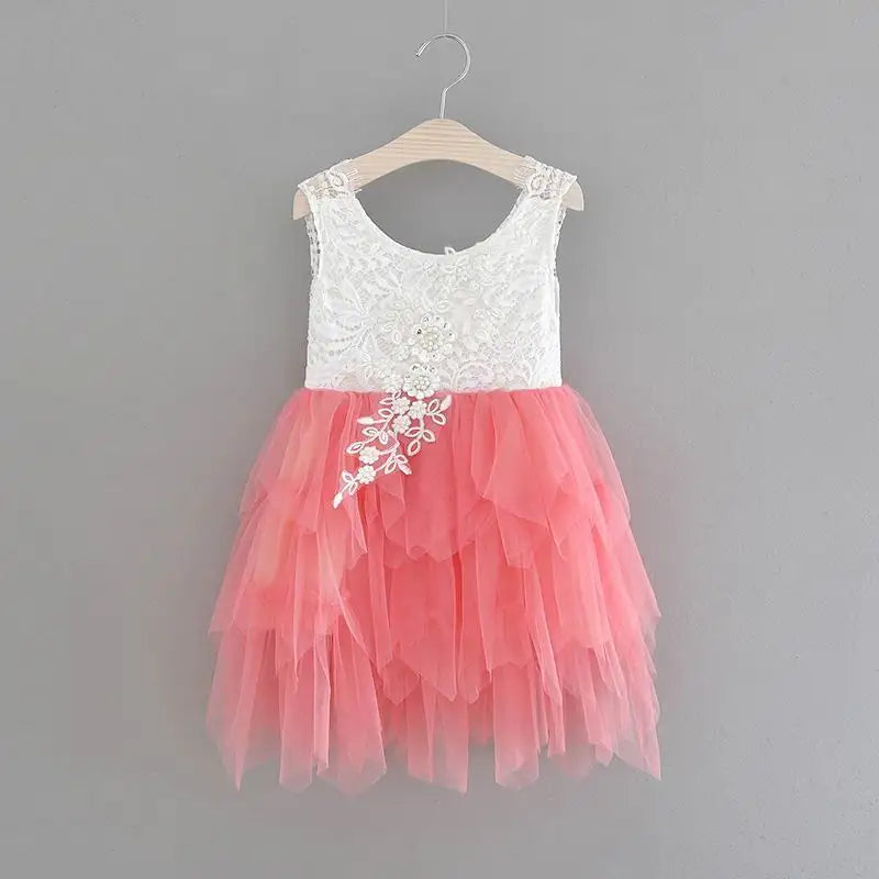 Summer Lace Girls Dress Gauze Kids Princess Dresses for Girl Vest Dress Party Dress Baby Clothes E16900 - PST PS Tradings