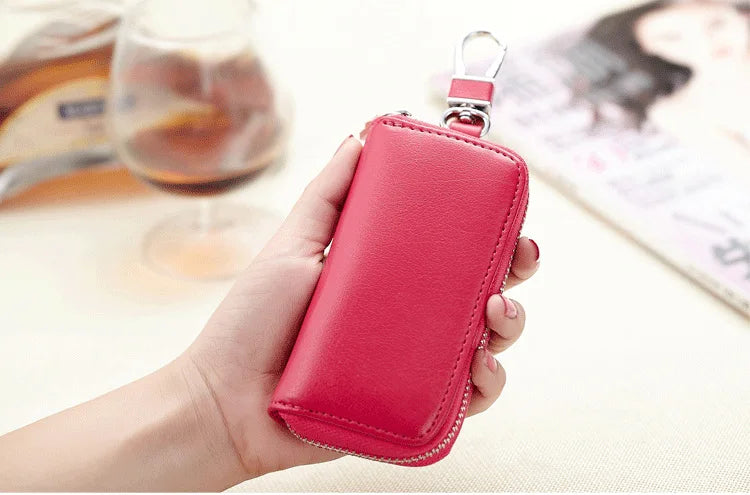 Cow Split Leather Men Women Key Holder House Keychain Bag Organizer Car Key Case Pouch Multifunctional Small Wallet Mini Purse - PST PS Tradings