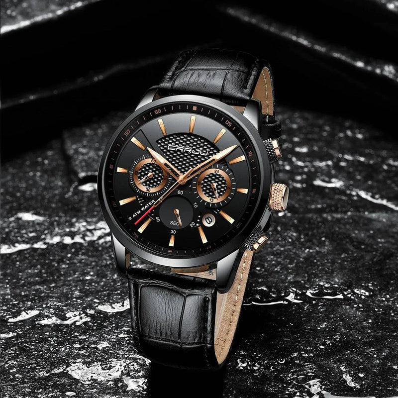 CRRJU New Fashion Sport Quartz Watches Men Luxury Business Leather Watch Waterproof Wristwatches Male Clock Relogio Masculino - Property & Safety Tradings