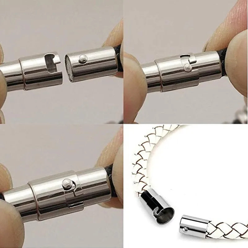 5Pcs 3/4/5/6/7/8/9/10MM Leather Cord End Cap/ Magnetic Clasp With Locking Mechanism,Connector For Bracelet Necklace Making - PST PS Tradings