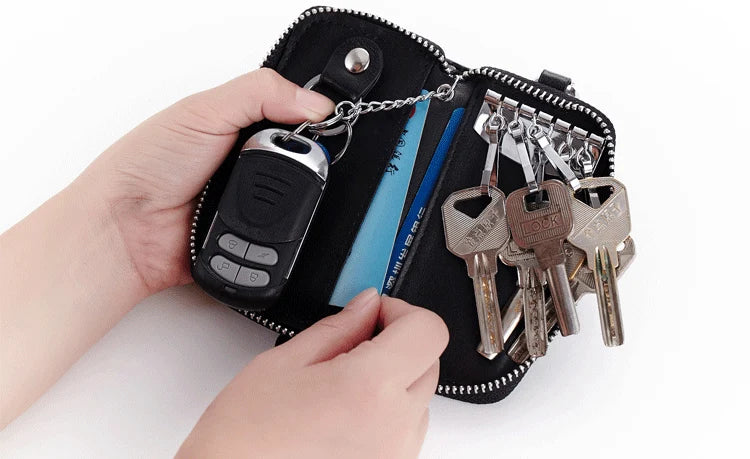 Cow Split Leather Men Women Key Holder House Keychain Bag Organizer Car Key Case Pouch Multifunctional Small Wallet Mini Purse - PST PS Tradings