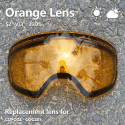 COPOZZ 201 Lens Ski Goggles Lens For Anti-fog UV400 Big Spherical Ski Glasses Snow Goggles Eyewear Lenses Replacement(Lens Only) - PST PS Tradings