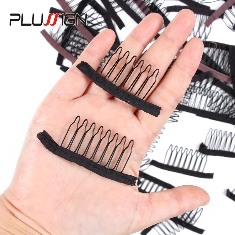 Stainless Steel Wig Combs For Wig Caps 12Pcs/Lot Factory Supply Wig Clips For Hair Extensions Best Clips For Wigs Big 8 Theeth - PST PS Tradings