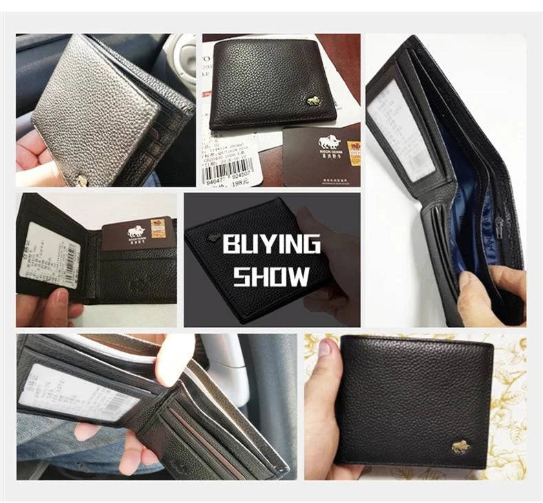 BISON DENIM Genuine Leather Men Wallets Brand Luxury RFID Bifold Wallet Zipper Coin Purse Business Card Holder Wallet N4470 - PST PS Tradings