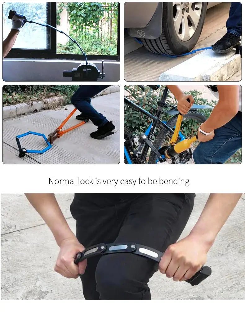 Etook Bike Lock Heavy Duty Anti Theft Folding Lock Lock for E Bike Scooter Motorcycle Professional Strong Lock Bike Accessories - Property & Safety Tradings