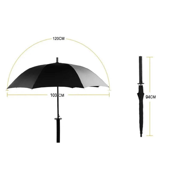 8K Creative black Japanese Long Handle Large Windproof Samurai Sword Umbrella Japan Ninja Sun Umbrella Straight Umbrella Open - PST PS Tradings