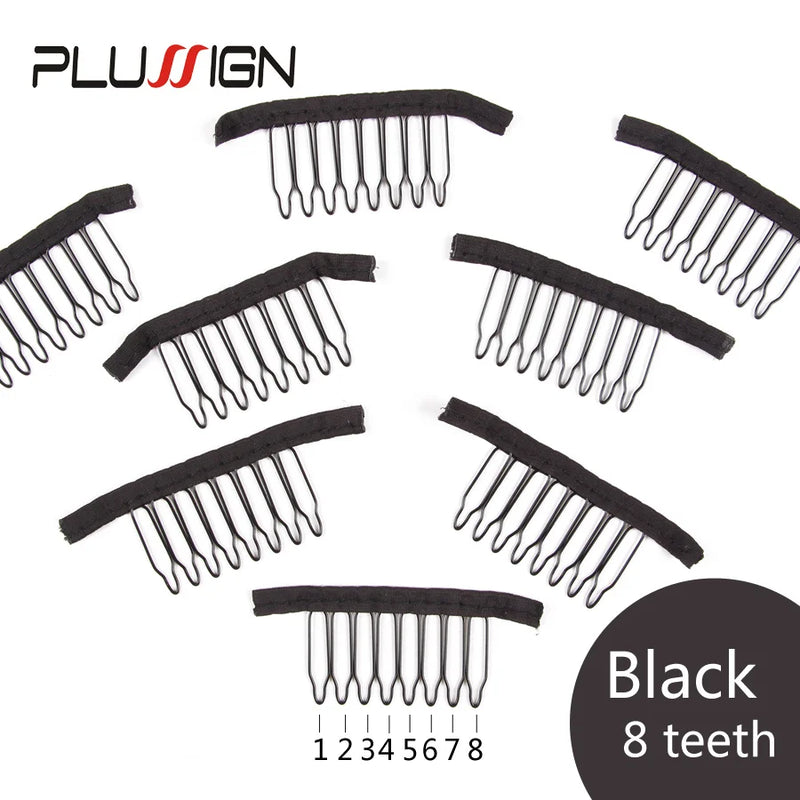 Stainless Steel Wig Combs For Wig Caps 12Pcs/Lot Factory Supply Wig Clips For Hair Extensions Best Clips For Wigs Big 8 Theeth - PST PS Tradings