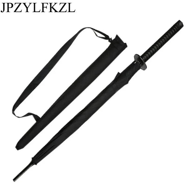 8K Creative black Japanese Long Handle Large Windproof Samurai Sword Umbrella Japan Ninja Sun Umbrella Straight Umbrella Open - Property & Safety Tradings