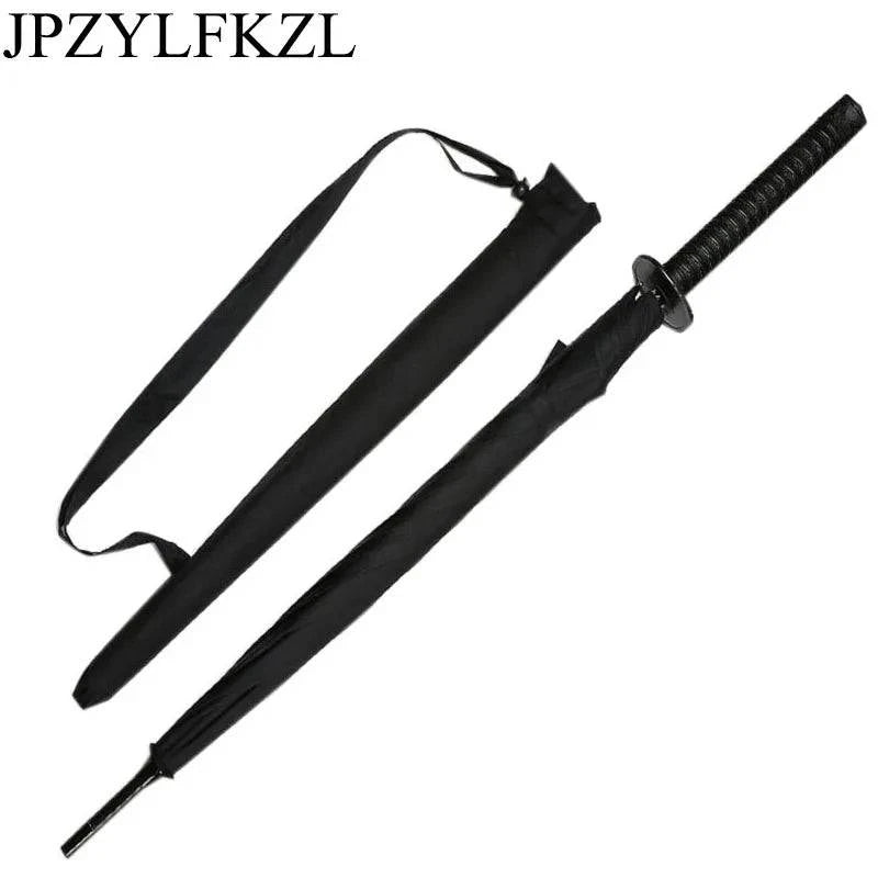 8K Creative black Japanese Long Handle Large Windproof Samurai Sword Umbrella Japan Ninja Sun Umbrella Straight Umbrella Open - PST PS Tradings