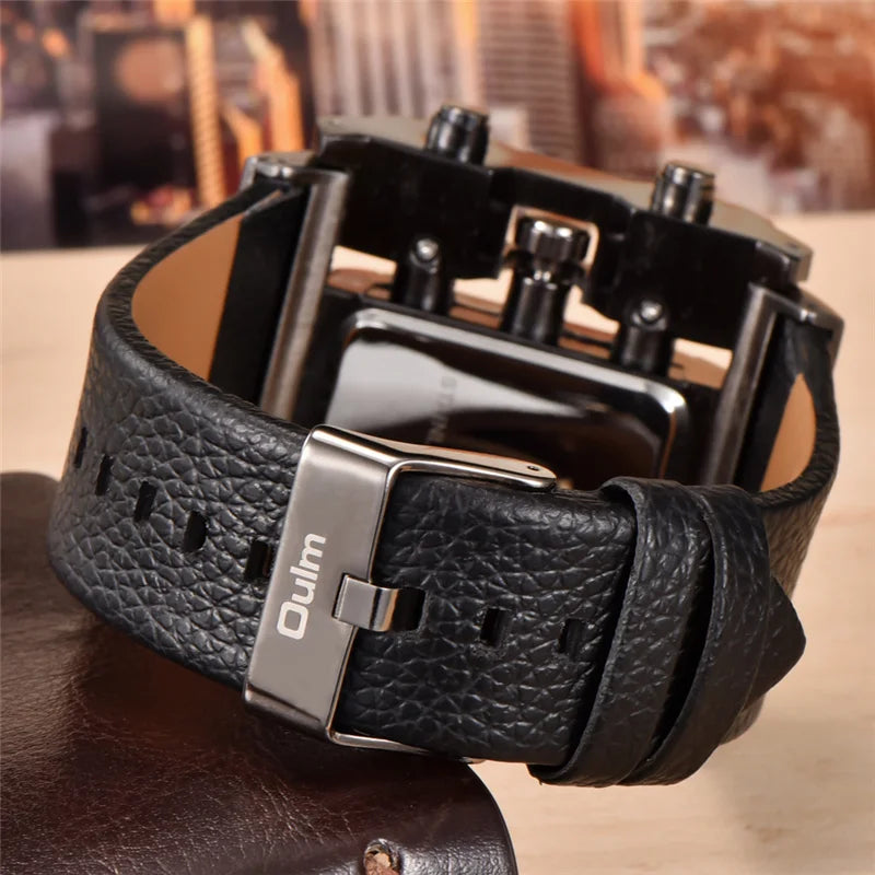 Oulm 3364 Casual Wristwatch Square Dial Wide Strap Men's Quartz Watch Luxury Brand Male Clock Super Big Men Watches montre homme - Property & Safety Tradings