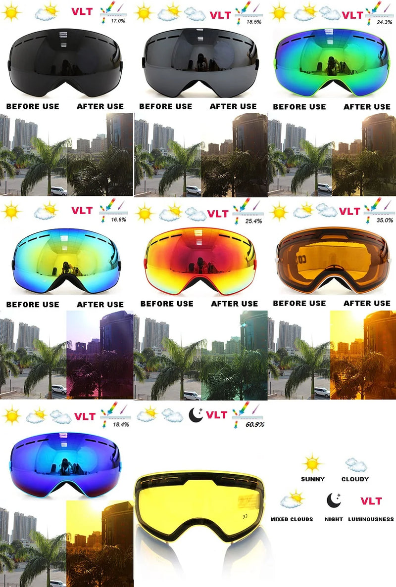 COPOZZ 201 Lens Ski Goggles Lens For Anti-fog UV400 Big Spherical Ski Glasses Snow Goggles Eyewear Lenses Replacement(Lens Only) - PST PS Tradings