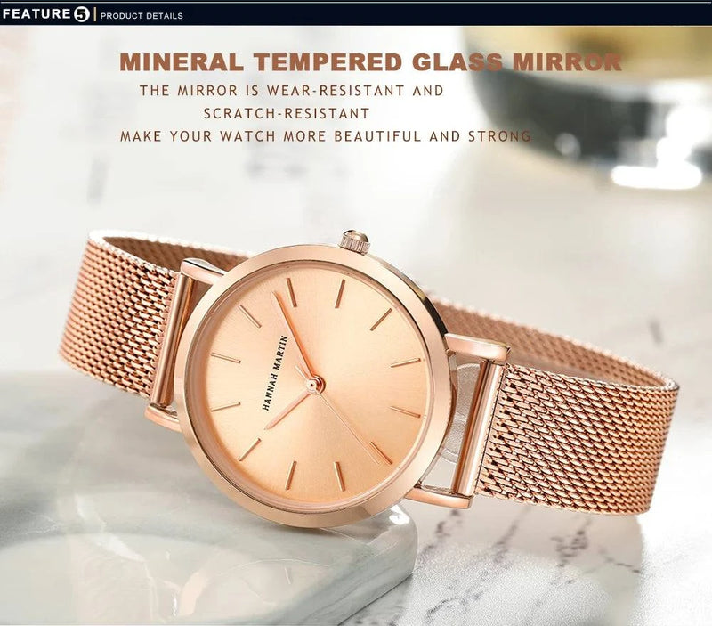 Drop Shipping A++++ Quality Stainless Steel Band Japan Quartz Movement Waterproof Women Full Rose Gold Ladies Luxury Wrist Watch - Property & Safety Tradings