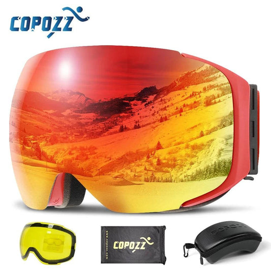 COPOZZ Magnetic Ski Goggles with Quick-Change Lens and Case Set 100% UV400 Protection Anti-fog Snowboard Goggles for Men & Women - Property & Safety Tradings