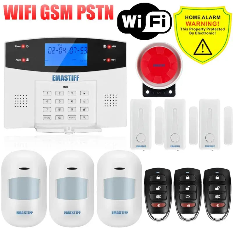 IOS Android APP Wired Wireless Home Security Tuya WIFI PSTN GSM Alarm System Intercom Remote Control Autodial Siren Sensor Kit - Property & Safety Tradings