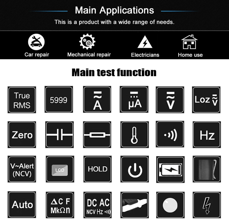 BSIDE Digital Clamp Meter 1mA High-Precision Ammeter Pliers True RMS DC AC Current Car Repair Electrical Temp Tester Multimeter