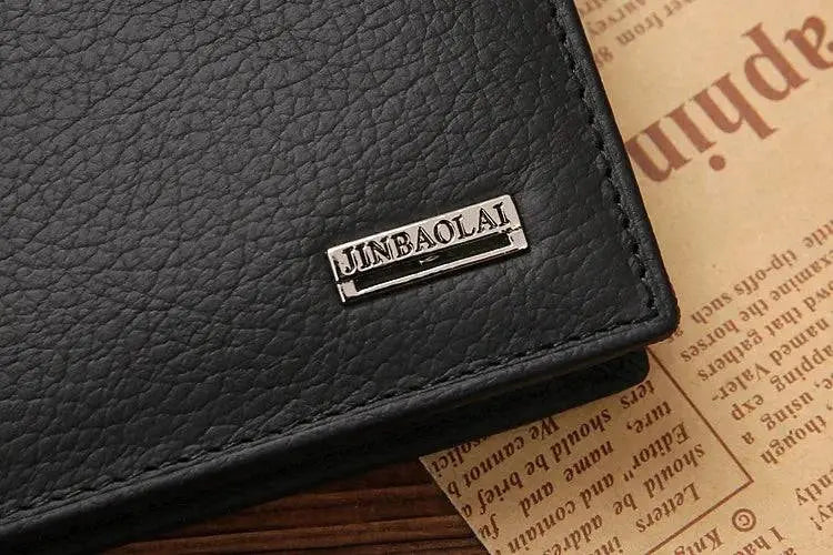 JINBAOLAI Genuine Leather Men Wallets Short Design ID Card Holder Waterproof Black Male Wallet Casual Top Quality Men Purse - PST PS Tradings