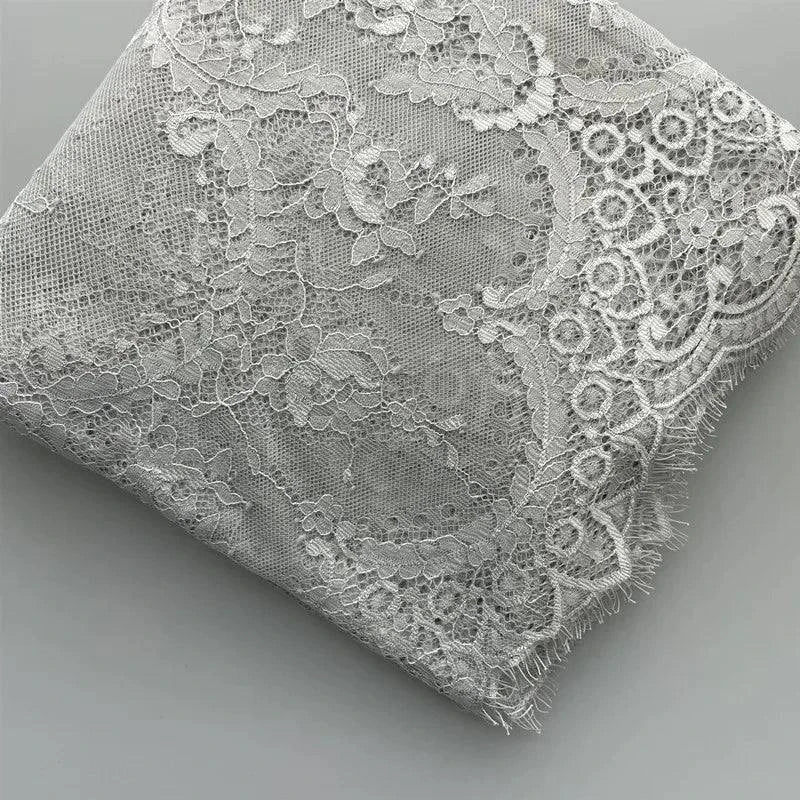 French Eyelash Lace Fabric,DIY Exquisite Lace, Embroidery Clothes, Wedding Dress Accessories, White and Black,150cm,3m per Lot - Property & Safety Tradings