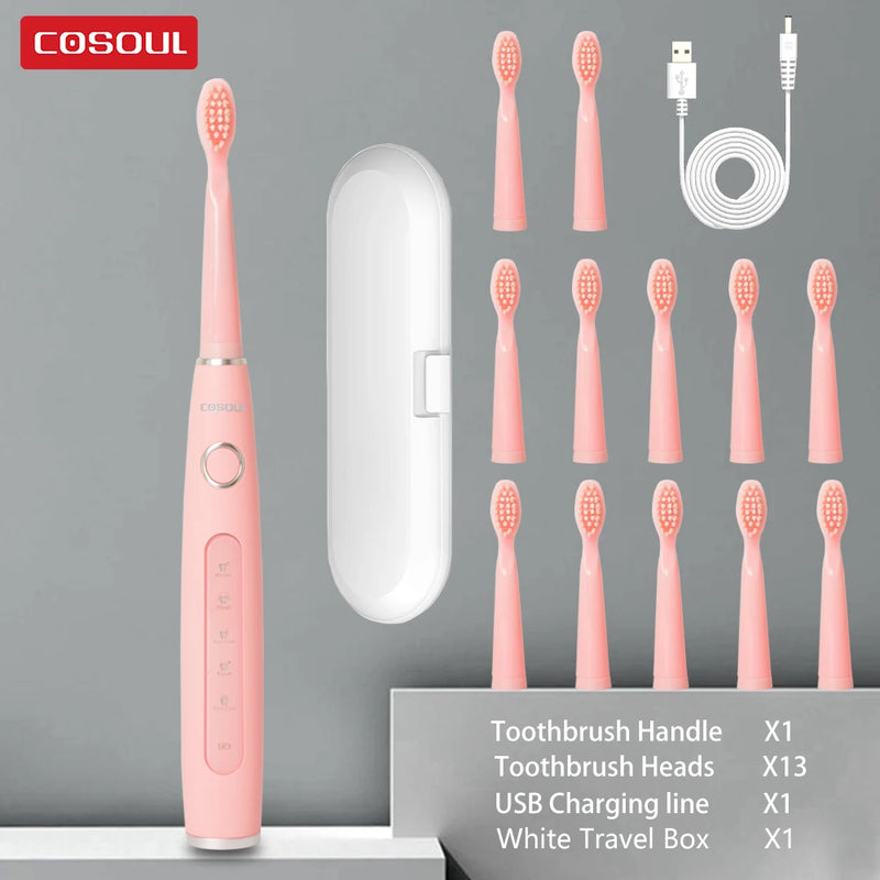 Electric Toothbrush Sonic Rechargeable Top Quality Smart Chip Toothbrush Head Replaceable Whitening Healthy Best Gift ! - PST PS Tradings