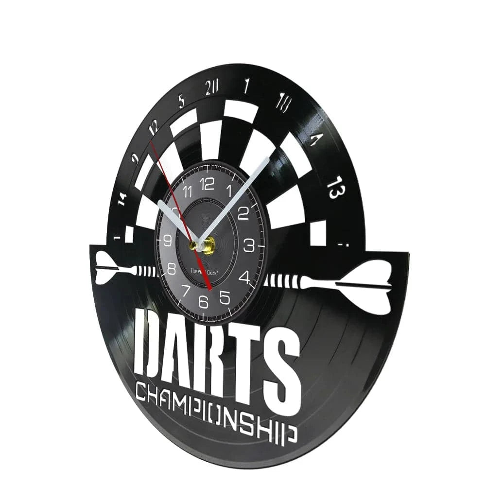 Darts Board Game Modern Wall Clock Game Boomerang Playroom Decor Silent Quartz Retro Championship Vinyl Record Laser Watch Decor - Property & Safety Tradings