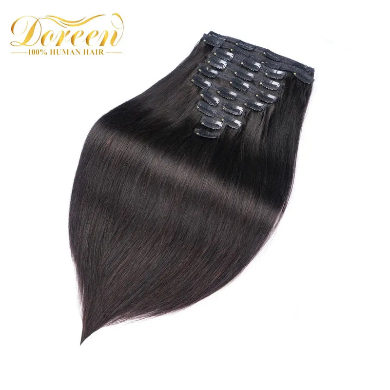 Doreen 160G 200G 240G Volume Series Brazilian Machine Remy Straight Clip In Human Hair Extensions  Full Head 10Pcs 16 to 24 Inch - Property & Safety Tradings