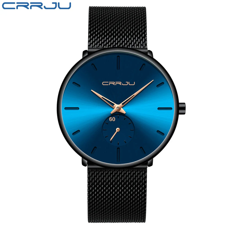 CRRJU Fashion Mens Watches Top Brand Luxury Quartz Watch Men Casual Slim Mesh Steel Waterproof Sport Watch Relogio Masculino - Property & Safety Tradings