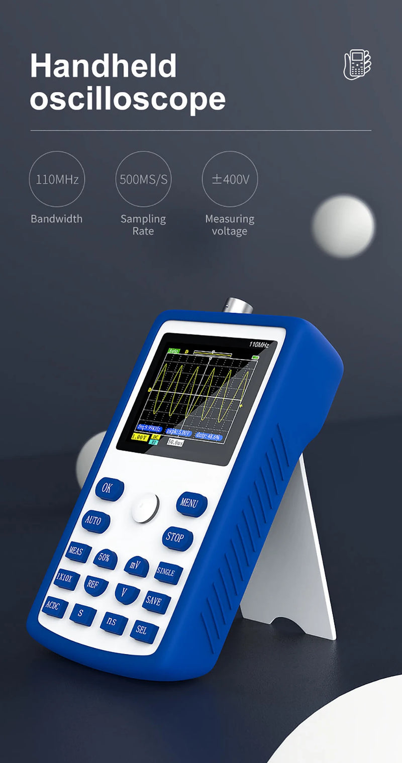 Fnirsi 1 c15 profession elles digitales Oszilloskop 110MHz analoge Bandbreite 500 ms/s Abtastrate unterstützt 1kHz Rechteck welle 400V.