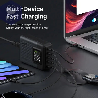 Hagibis 240W USB C Ladegerät 5 Ports Gan 140W PD3.1 Schnellladegerät