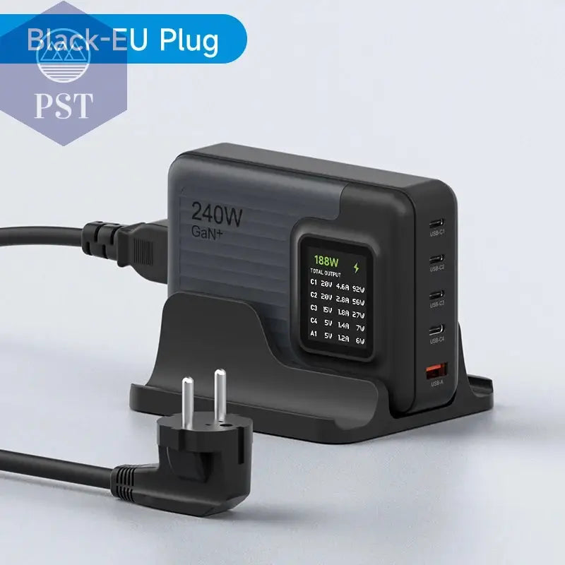Hagibis 240W USB C Ladegerät 5 Ports Gan 140W PD3.1 Schnellladegerät