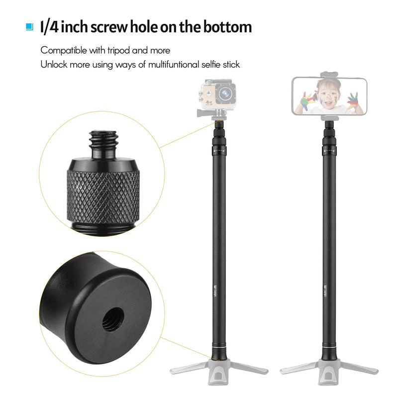 Invisible Selfie Stick For Insta360 X3 / ONE X2 GO 2 / ONE RS 70cm 1.2m Carbon Fiber Extension Rod Insta 360 ONE X 2 Accessory - PST PS Tradings