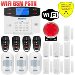 IOS Android APP Wired Wireless Home Security Tuya WIFI PSTN GSM Alarm System Intercom Remote Control Autodial Siren Sensor Kit - Property & Safety Tradings