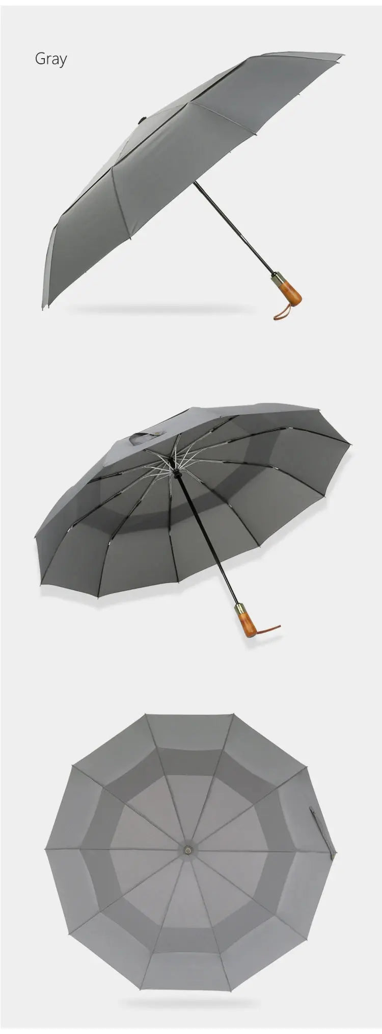 PARACHASE Big Umbrella Men Business Style 115cm Automatic Umbrella Rain Double Layer 10K Windproof Large Golf Umbrellas Wooden - Property & Safety Tradings