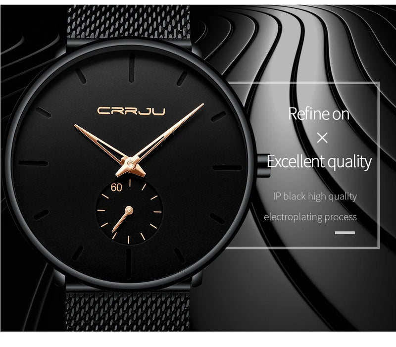 CRRJU Fashion Mens Watches Top Brand Luxury Quartz Watch Men Casual Slim Mesh Steel Waterproof Sport Watch Relogio Masculino - Property & Safety Tradings