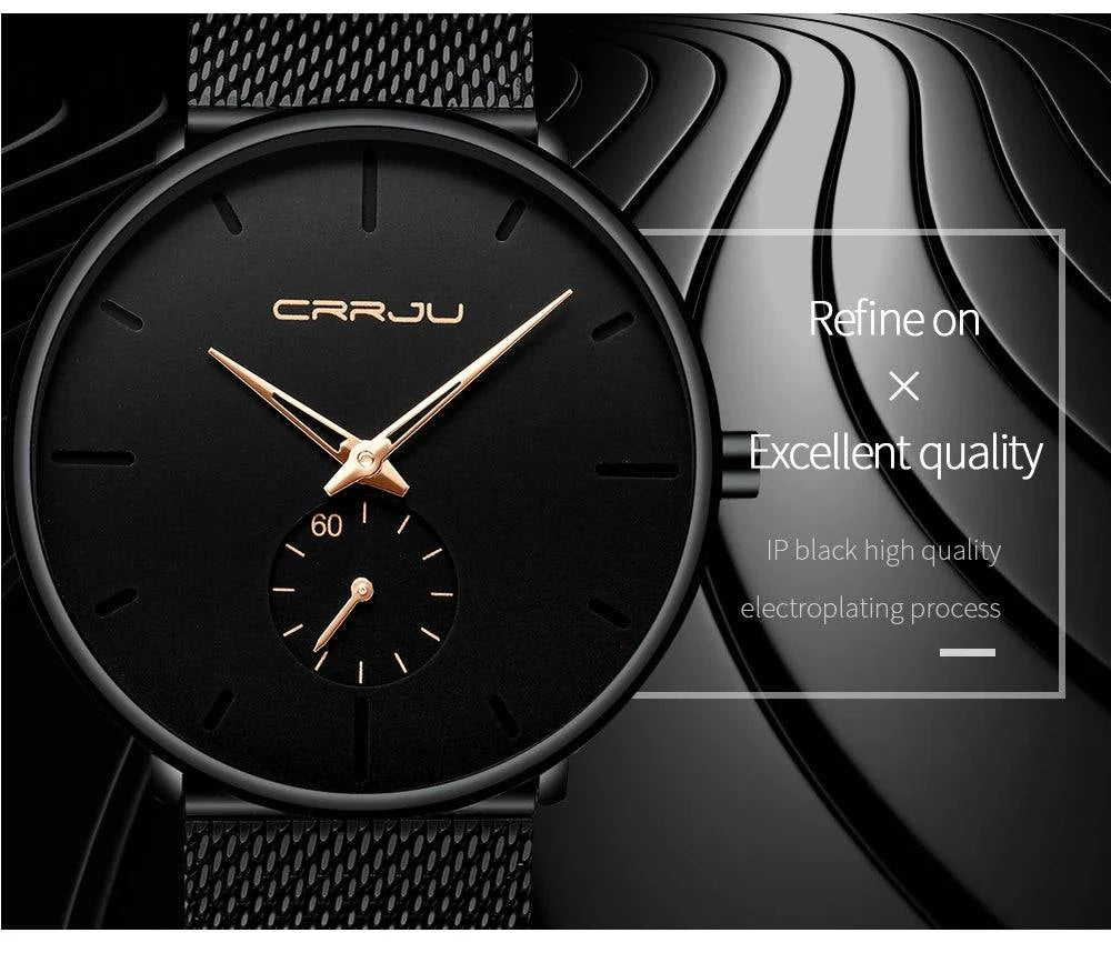 CRRJU Fashion Mens Watches Top Brand Luxury Quartz Watch Men Casual Slim Mesh Steel Waterproof Sport Watch Relogio Masculino - PST PS Tradings