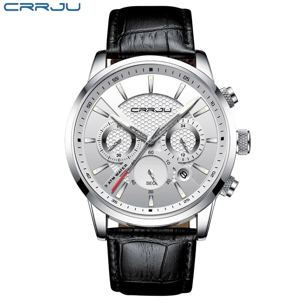 CRRJU New Fashion Sport Quartz Watches Men Luxury Business Leather Watch Waterproof Wristwatches Male Clock Relogio Masculino - Property & Safety Tradings