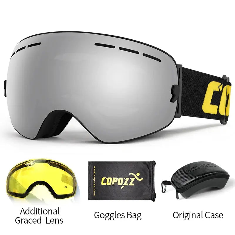 COPOZZ Brand Professional Ski Goggles Double Layers Lens Anti-fog UV400 Big Ski Glasses Skiing Snowboard Men Women Snow Goggles - Property & Safety Tradings