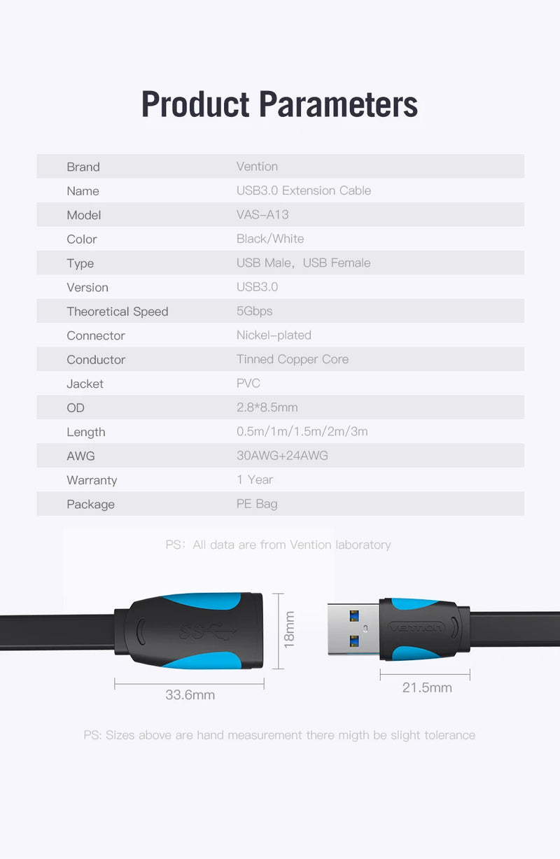 Vention USB 3.0 Extension Cable Male to Female Extender Cable Fast Speed USB 3.0 Cable Extended for laptop PC USB 2.0 Extension