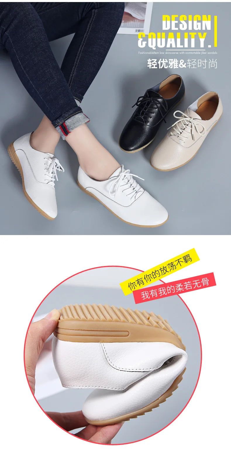 Spring Summer Women Oxford Shoes Ballerina Flats Shoes Women Genuine Leather Shoes Moccasins Lace Up Loafers Zapatos Mujer - PST PS Tradings