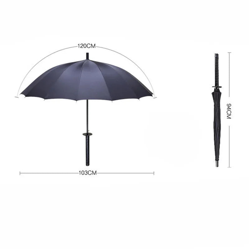 Creative Long Handle Large Windproof Samurai Sword Umbrella Japanese Ninja-like Sun Rain Straight Umbrellas Automatic Open - Property & Safety Tradings