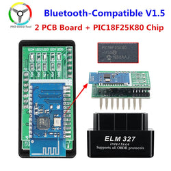 Super Mini ELM327 V1.5 PIC1825K80 Chip Bluetooth-Compatible Double Board OBD2 Diagnostic Tool ELM 327 V1.5 for OBDII Protocols - PST PS Tradings