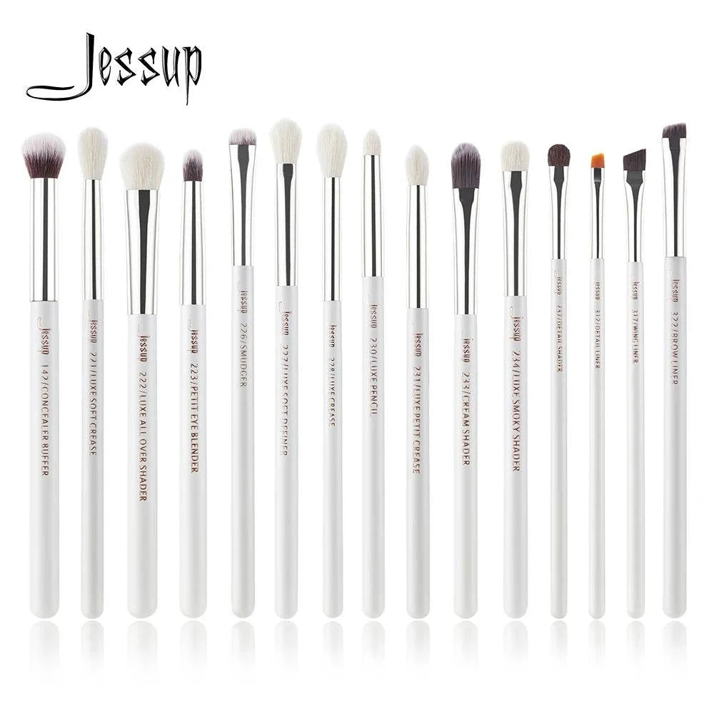 Jessup Professional Makeup Brushes Set 15pcs Make up Brush Pearl White/Silver Tools kit Eye Liner Shader natural-synthetic hair - PST PS Tradings