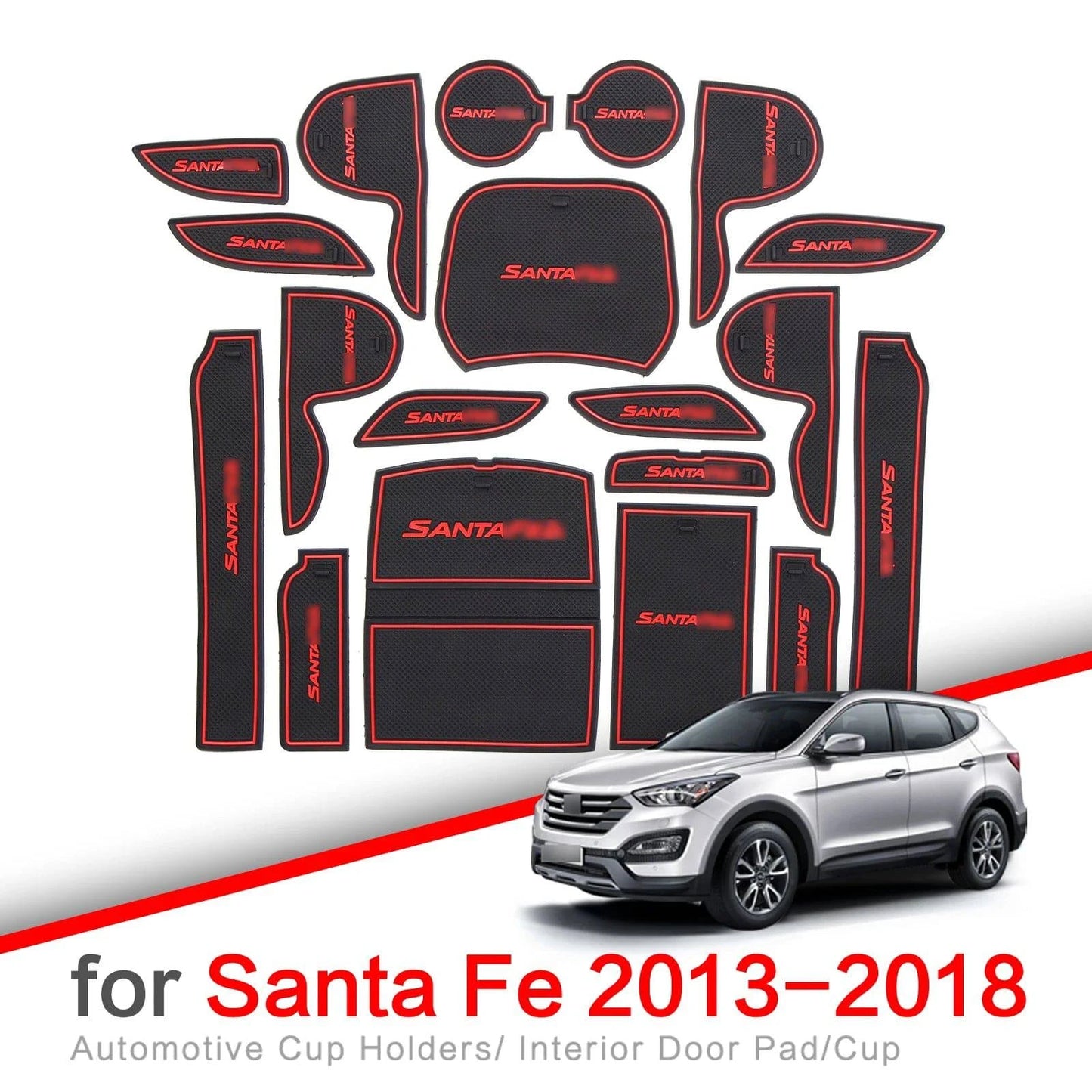 Anti-Slip Gate Slot Cup Mat for Hyundai Santa Fe 2013 - 2018 2017 2016 DM Maxcruz Grand SantaFe Car Accessories Mats Pad Rubber - PST PS Tradings