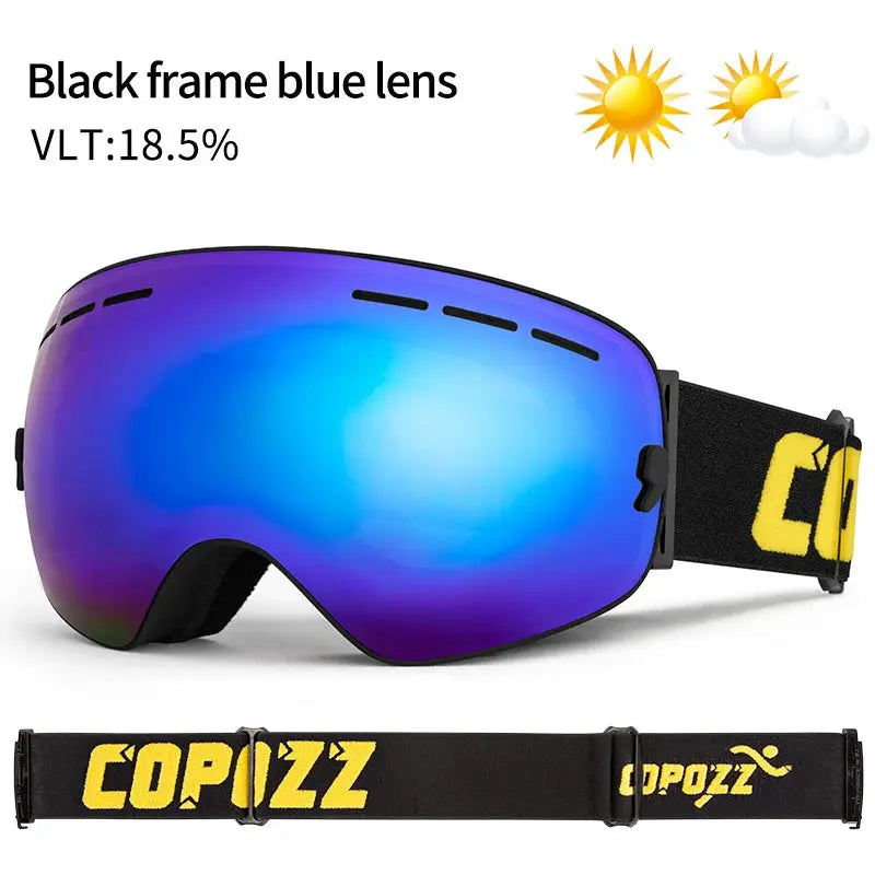 COPOZZ Brand Professional Ski Goggles Double Layers Lens Anti-fog UV400 Big Ski Glasses Skiing Snowboard Men Women Snow Goggles - Property & Safety Tradings