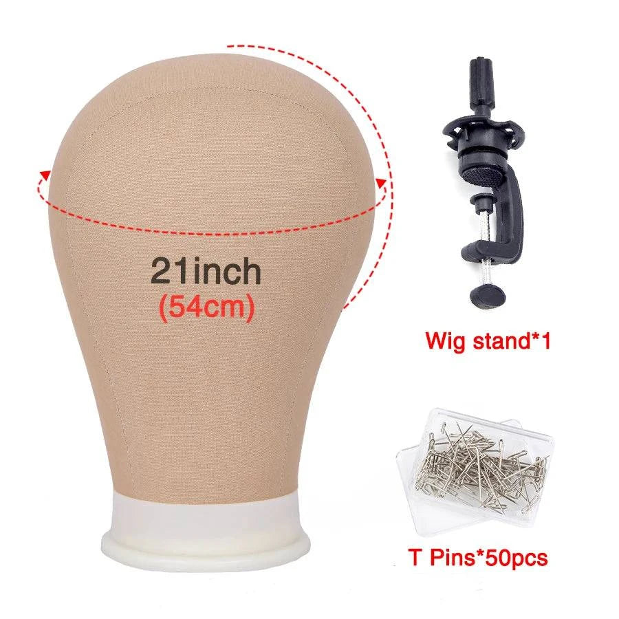 Alileader Canvas Block Poly Head Wig Making Head Weft/Wig Display Styling Mannequin Head Manikin Head Dryer20.5" 21"22.5"23inch - PST PS Tradings