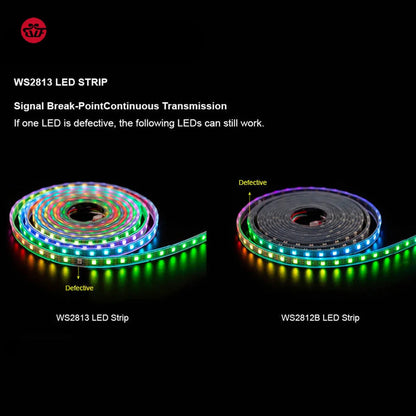 WS2813 Led Strip Light Dual Signal Individually Addressable 1m 4m 5m 30 60 100 144 LEDs WS2812B Updated Black White PCB DC5V