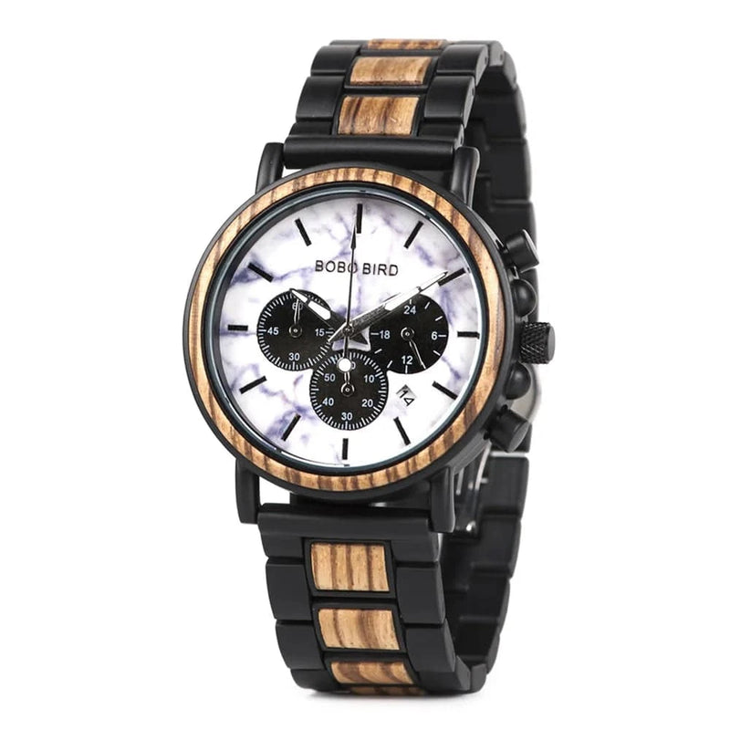 BOBO BIRD Wood Men Watch Relogio Masculino Top Brand Luxury Stylish Chronograph Military Watches Timepieces in Wooden Gift Box - Property & Safety Tradings