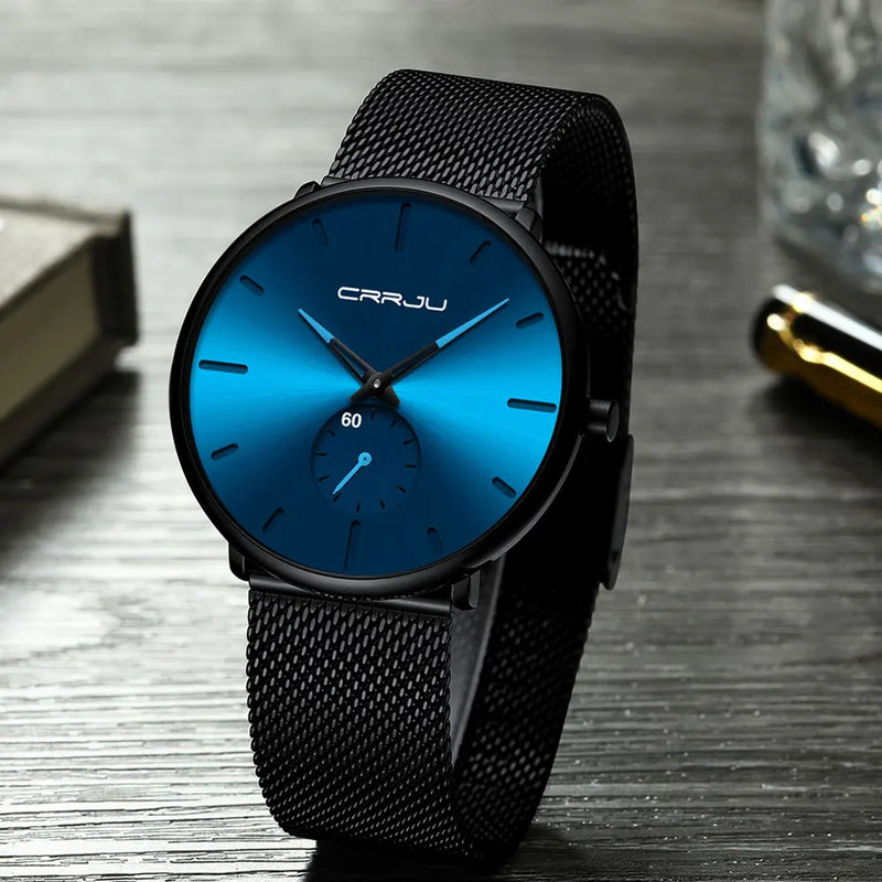 CRRJU Fashion Mens Watches Top Brand Luxury Quartz Watch Men Casual Slim Mesh Steel Waterproof Sport Watch Relogio Masculino - Property & Safety Tradings