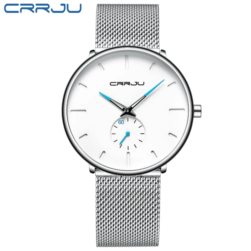 CRRJU Fashion Mens Watches Top Brand Luxury Quartz Watch Men Casual Slim Mesh Steel Waterproof Sport Watch Relogio Masculino - Property & Safety Tradings